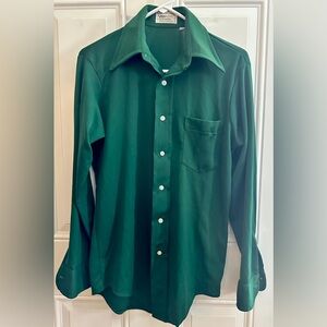 Vintage 70’s style Van Heusen Forest Green Casual Button Down Shirt